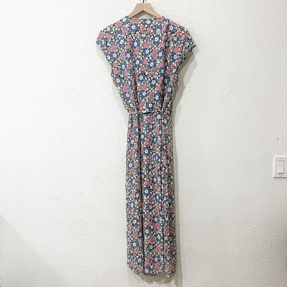 J. Crew Midi wrap dress in soft rayon pink-and-blue flowers size Medium - Picture 5 of 9